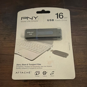 PNY Attache 16GB USB 2.0 Flash Drive USB Powered Black/Blue Mac Compatible