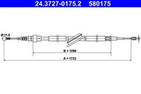 Hinten ATE 24.3727-0175.2 Seilzug, Feststellbremse FüR Audi,Skoda,Vw