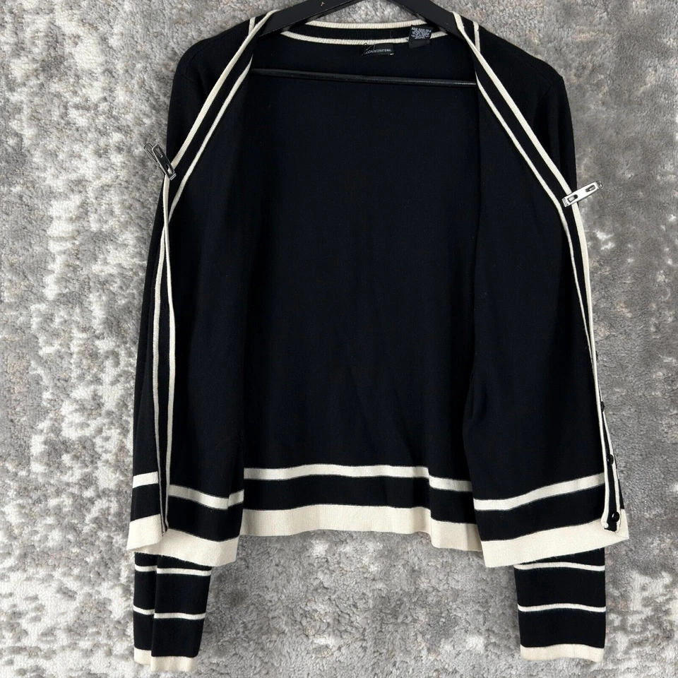 Cárdigan Suéter Moda Internation Talla L Rayas Negro Manga Larga Informal Exterior Foto 3 de 4
