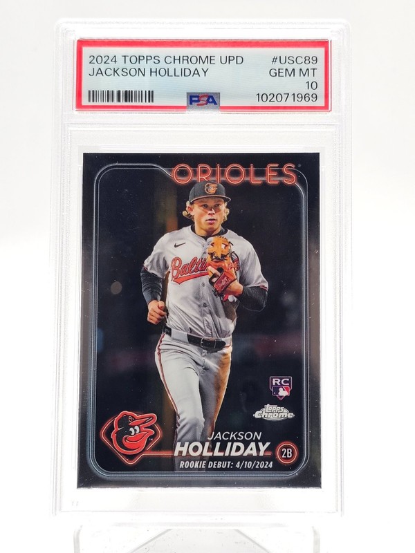 JACKSON HOLLIDAY 2024 TOPPS CHROME UPDATE ROOKIE RC #USC89 ORIOLES PSA 10 Q3713