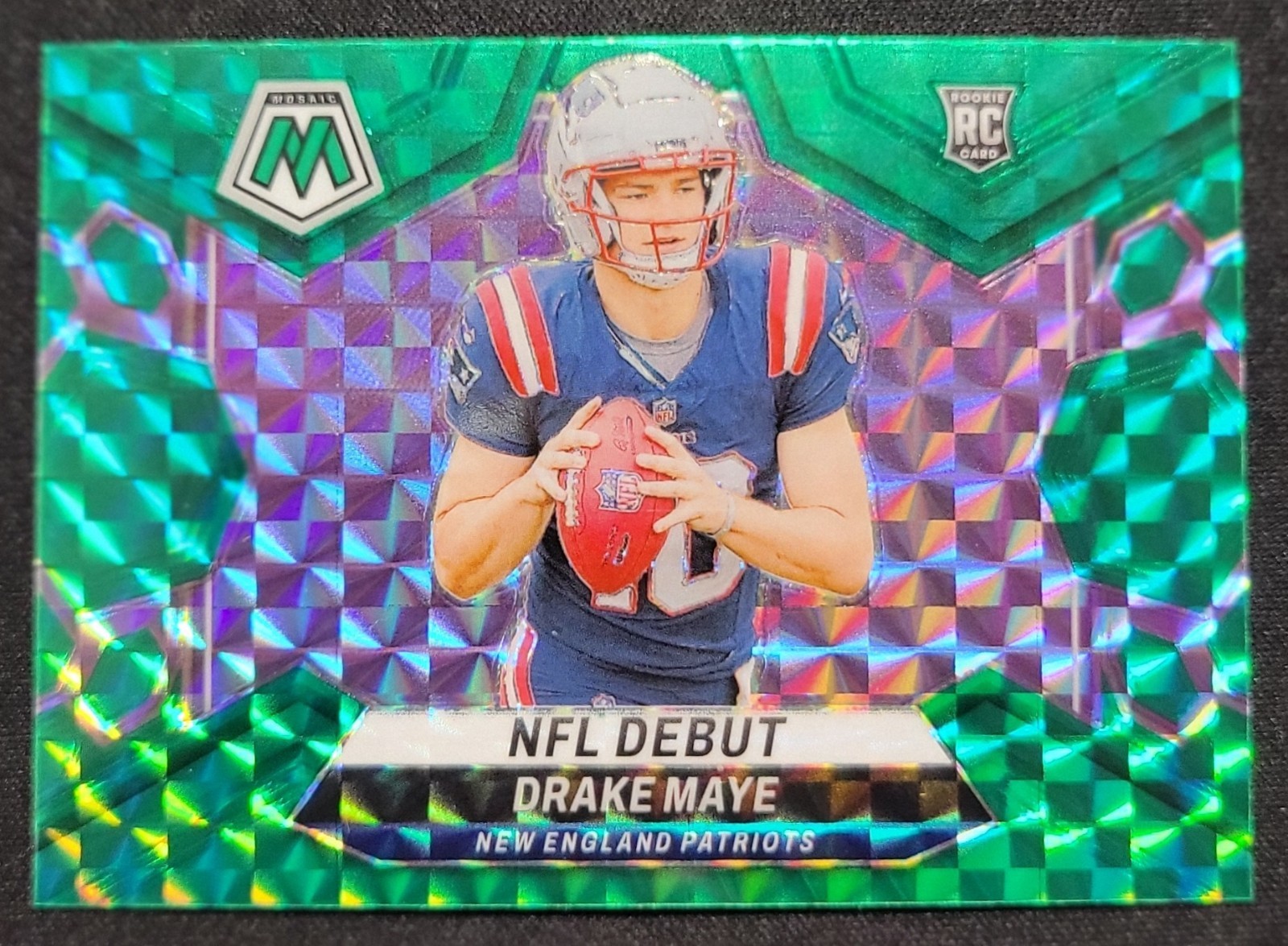 DRAKE MAYE 2024 MOSAIC NFL DEBUT ROOKIE GREEN PRIZM RC NEW ENGLAND PATRIOTS