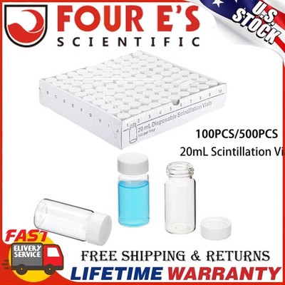100/500Pcs 20mL Scintillation Vial Borosilicate Glass Counting Vials Cone Liner