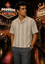 RARE TO FIND VTG 50s LOOP COLLAR COTTON MENS SHIRT JAC W SIDE BUTTON TAB XL 17