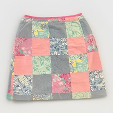 VTG LILLY PULITZER White Label Fish Floral Pink Patchwork Skirt Sz 2 Great