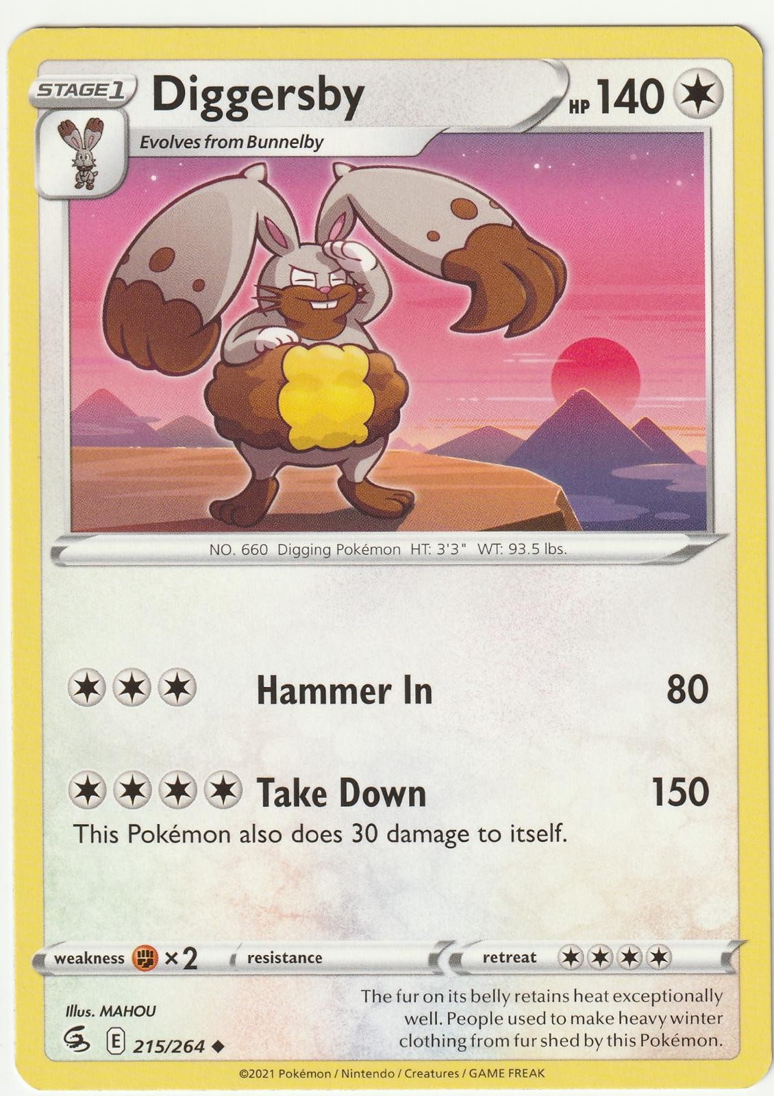 Diggersby 215/264 Uncommon Fusion Strike Pokemon Near Mint