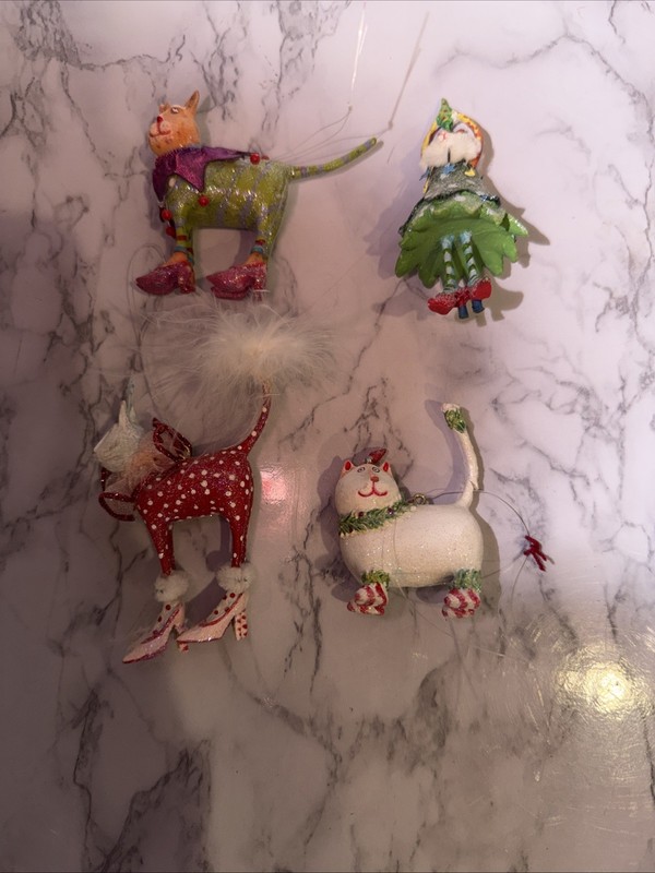 4 Dept 56 Krinkles Patience Brewster Ornaments Cats Damaged