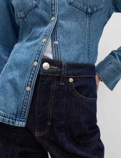 Marks & Spencer Womens Cotton Barrel Jeans in Indigo Mix - M&S