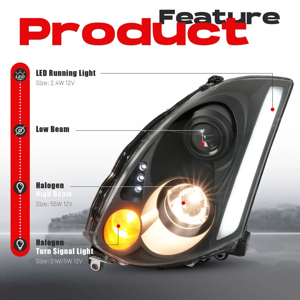 Par de faros LED negros proyectores para Infiniti G35 cupé 2003-2007 Foto 2 de 4