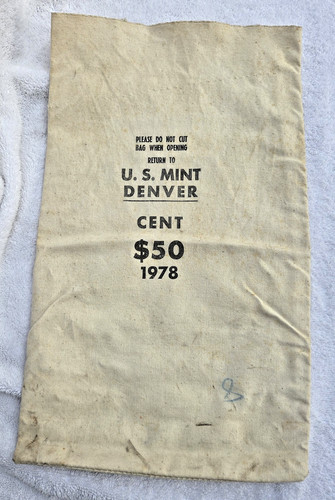 1978 U.S. Mint Denver $50 Cent Cloth Bag Original Mint Sack 17x10 Inches