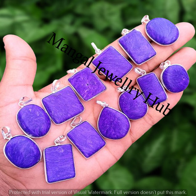Buy Charoite Gemstone Pendants 100 PCS Lot 925 Sterling Silver Plated Jewellery