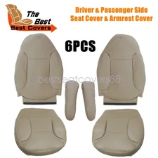Driver & Passenger Bottom & Top Leather Seat Cover Tan For 1992-1996 Ford Bronco