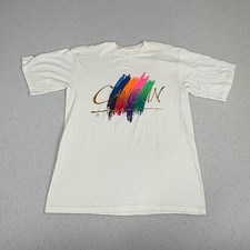 Vintage 90s Cancun Souvenir T-Shirt Joan Miro Art Graphic White Size L Mexico