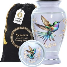 Purple Urn for Ashes for Women Men Large Decorative Hummingbird Cremation Ur