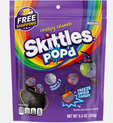 Skittles Pop'd Creepy Crunch Freeze Dried Halloween Candy - 5.5 oz Bag