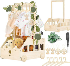 Regali Baby Shower - Cesto Nascita Bimbo in Legno Con Ruote, Maniglia & 5 Grucce