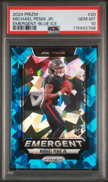 2024 Prizm Emergent Blue Ice /99 Michael Penix Jr #20 PSA 10 GEM MT Rookie RC