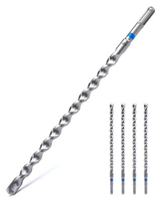4-Piece SDS Plus Rotary Hammer Drill Bit Set, 1/2'' Carbide Tipped for Masonry