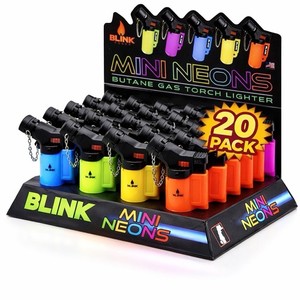 blink cigarette lighter MINI NEON ANGLE TORCH 20CT DISPLAY | BUTANE TORCH LIGHTER 02 BLINK TORCH Single flame Flame adjustable 7 Inches Available in Various Colors Blink Torch Lighter | eBay