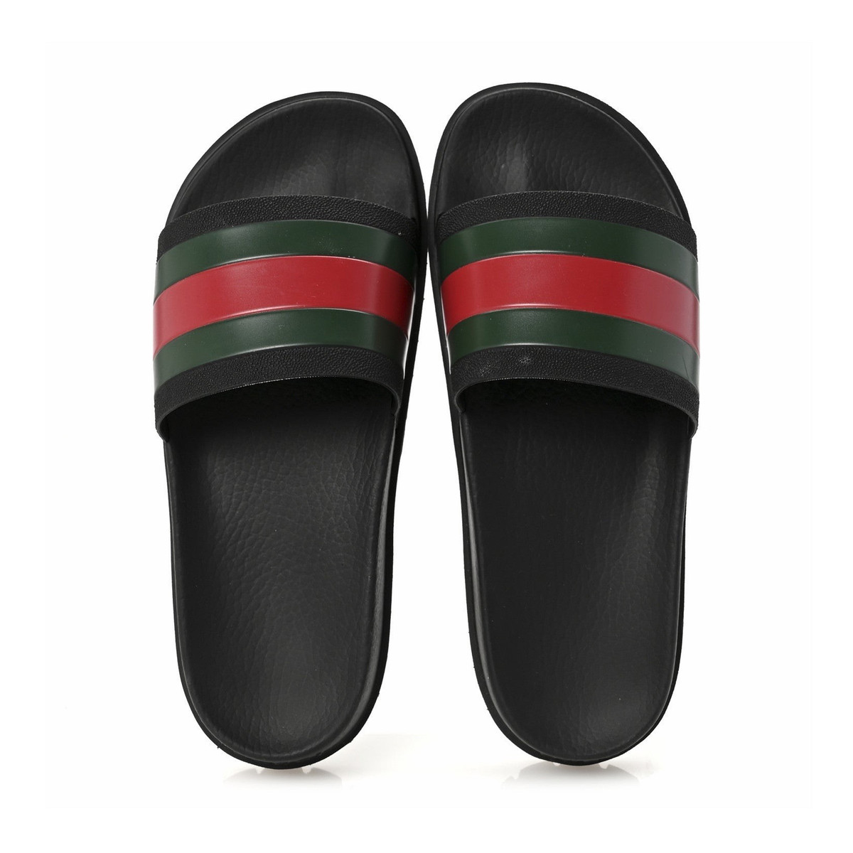 Gucci Men\'s Black Slide Sandals with Green and Red Stripe Gucci Red Slide Sandals for Men for sale | eBay main image 2