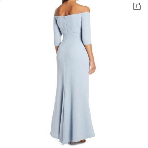 Eliza J Women's Dress Off The Shoulder Glitter Ladies Long Gown Blue Size 2 - Picture 3 of 12