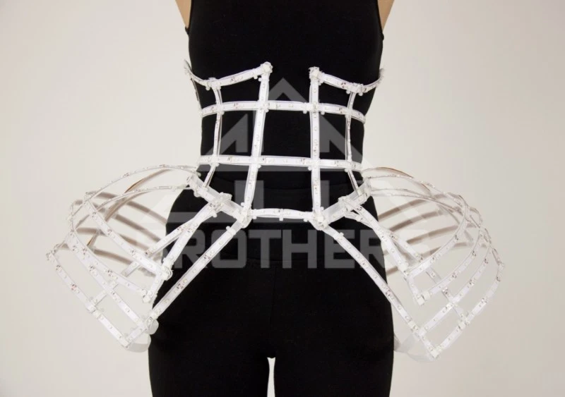 LED ligth up cage dress batterfly and barrette. LED show costumes and accessorie - Image 3 of 4