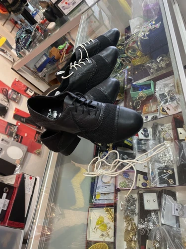 1N192 Black Leather/mesh Men's Ballroom Dance Shoes Sizes:US10wide(UK9w)
