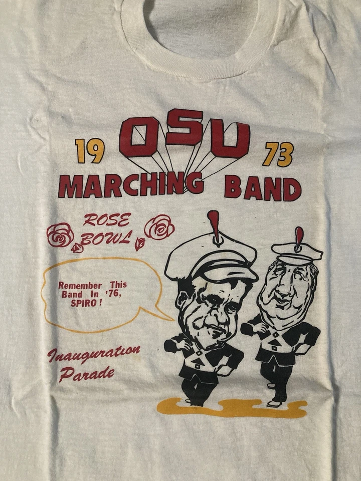 Camiseta RARA 1973 Ohio State Marching Band Rose Bowl Desfile de inauguración y PIN Foto 2 de 4
