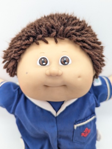 Vintage Cabbage Patch Kids Curly Haired 16” Boy Doll w/ Sailor Uniform - Picture 2 of 5