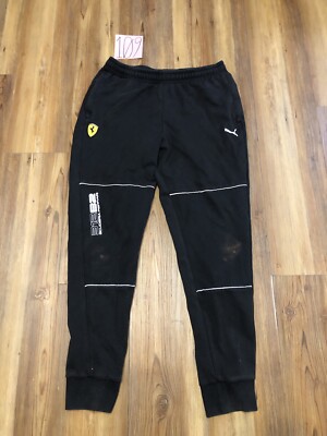 VTG Distress Puma Sweatpants Mens M Medium Black Scuderia Ferrari Race Jogger