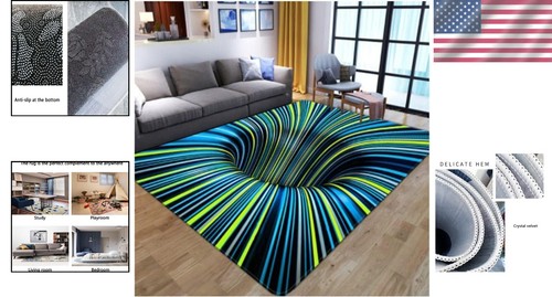 Stylish 3D Optical Illusion Rug - Trendy 47" x 24" Floor Mat for Modern Spaces - Picture 2 of 7