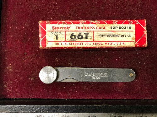MACHINIST TOOL LATHE MILL Starrett No 66T Thickness Gage in Box KnyBx - Picture 1 of 3
