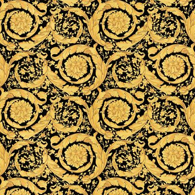 Profhome 935834-GU Exklusive Tapete Barock schimmernd gold schwarz 7,035 m2