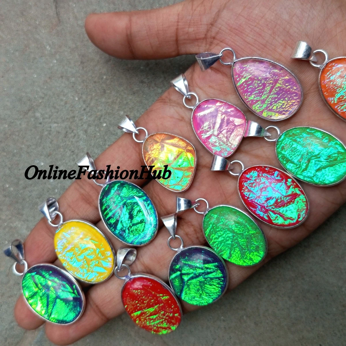 Enchanting Dichroic Glass Gemstone 925 Silver Plated Wholesale Lot