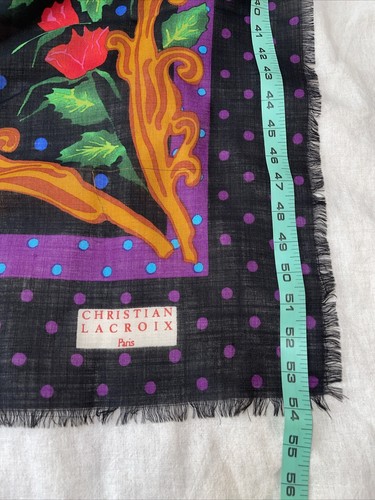 Christian Lacroix Silk and Wool Foulard Scarf Heart Reds Purple - Picture 4 of 6