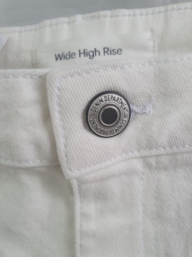 NEW Kmart Size 18 Women White Cotton 3/4 Wide Leg Jeans, Wide High Rise Jeans - Picture 7 of 15