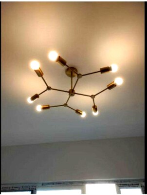 Mid Century Brass Sputnik chandelier 8 Arm Unique Design Décor Ceiling Light
