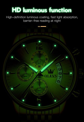 Quarz Herren Armbanduhr Edelstahl Band Chronograph Wasserdicht großes Zifferblatt - Bild 7 von 14