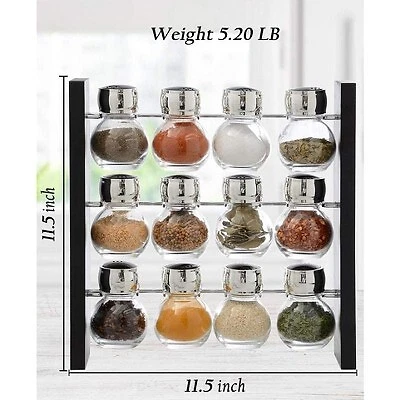 Belwares Spice Jar Rack, 12 Durable Glass Jars in Sleek