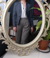 Next Tailoring, Blue Check Blazer Jacket With Pink Accents, Size 12