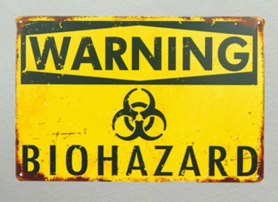 Blechschild Warning Biohazard 30 x 20 cm Achtung Türschild Gamer Gefahr Virus