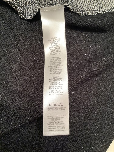 Chico’s Easywear 3 XL Open Front Cardigan Sweater Womens Black Gold Metallic - Picture 7 of 10