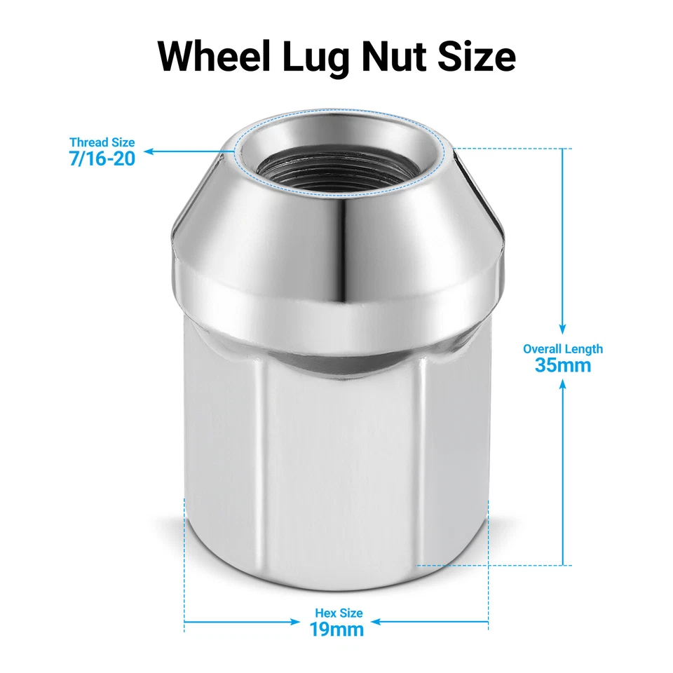 20X Chrome 7/16-20 Acorn Wheel Lug Nut For Chevy Caprice Chevelle Camaro Malibu - Image 2 of 4