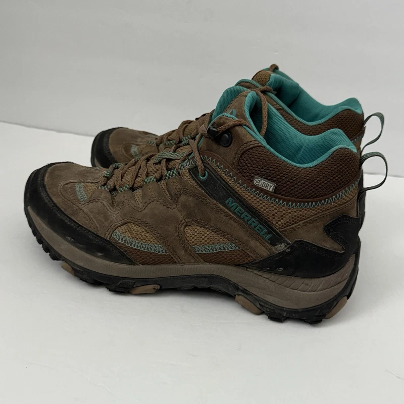 merrell salida mid hiking leather green boots