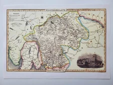Old Vintage Map Print of Westmoreland Reproduction 1840