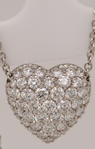 CARTIER PLATINUM DIAMOND PUFF HEART