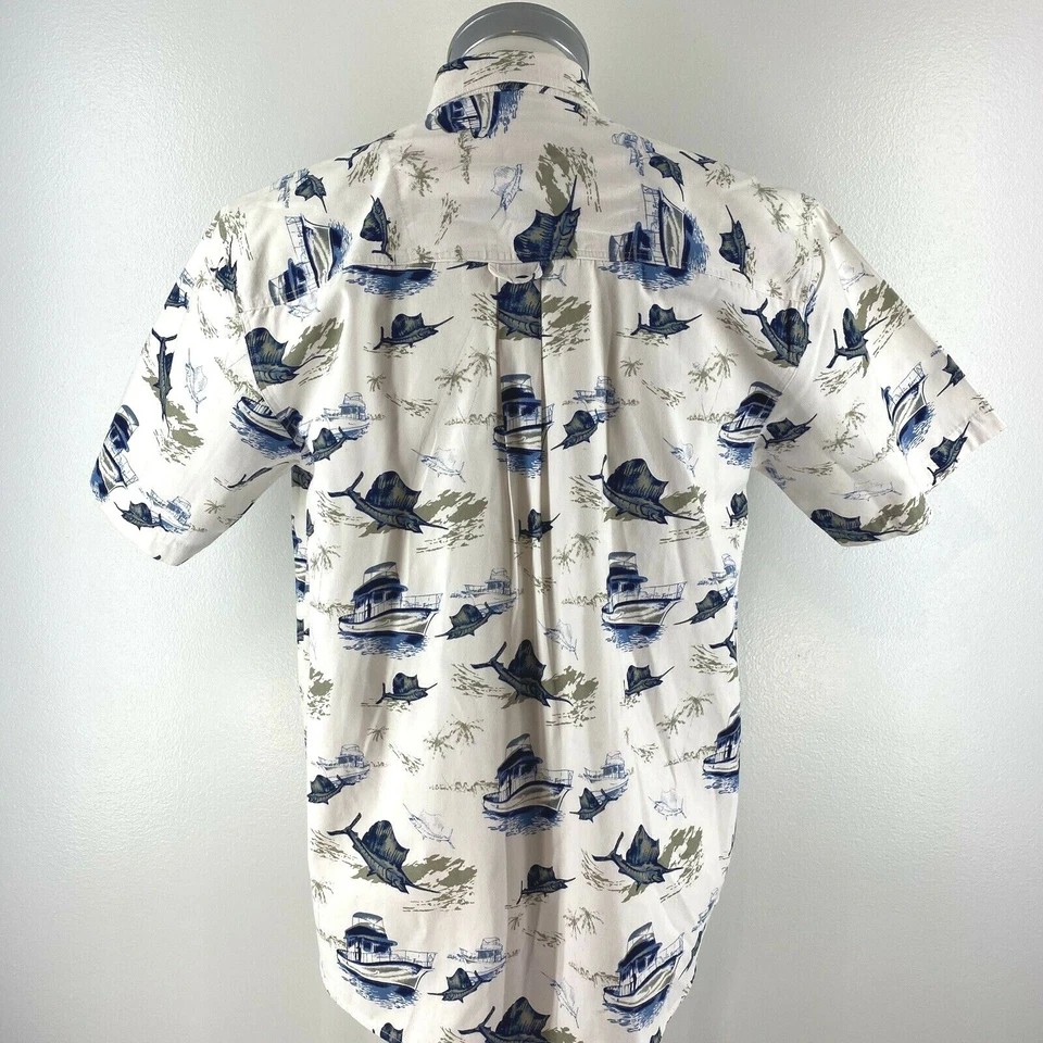 Michael Austin Men Size Medium Rugged Wear Shirt Boats And Sailfish EUC       U5 - Image 2 of 4