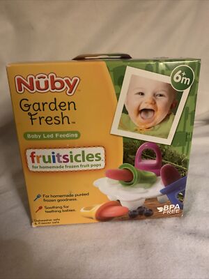 Nuby Garden Fresh Fruitsicles Frozen Purees Molds New Open Box