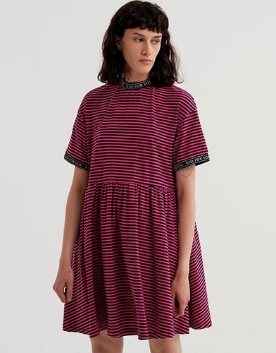 New Lazy Oaf Bad For You Stripe Dress Size Medium - Picture 2 of 6