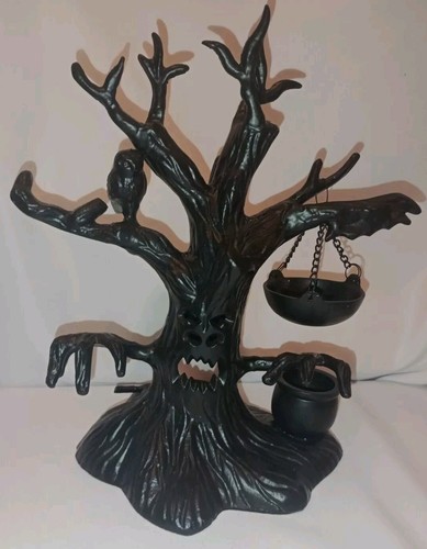 Retired Yankee Candle Halloween Tree Black Metal Tealight/Tart Warmer Vintage