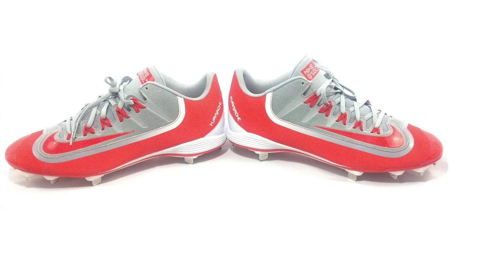 NIKE Huarache Pro tacchetti da baseball bassi in metallo grigio arancione da uomo taglia 15